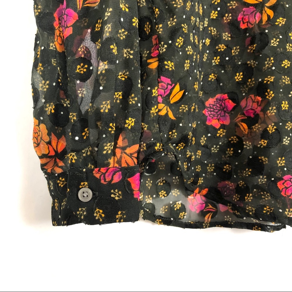 Loft Sheer Floral Button Collared Petite Blouse - image 8